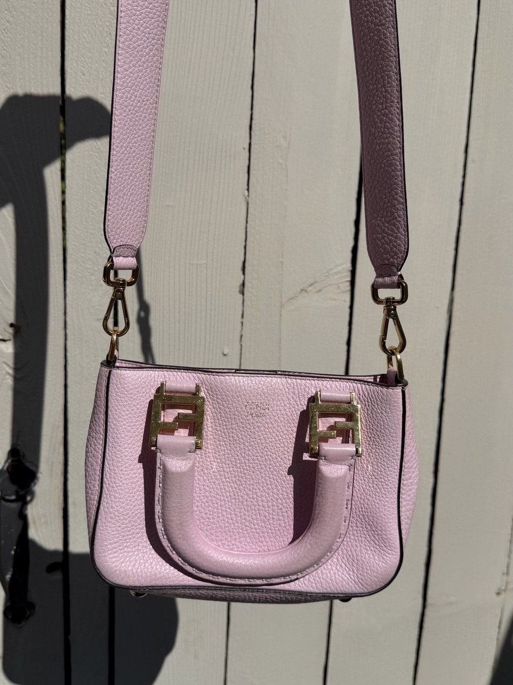Fendi Pink Leather Mini Crossbody with Gold Hardware